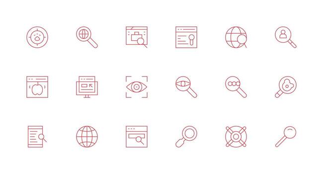 Minimal Line Style Browse Icons with 18 Vectors Essential Icons for Rapid UI Building
