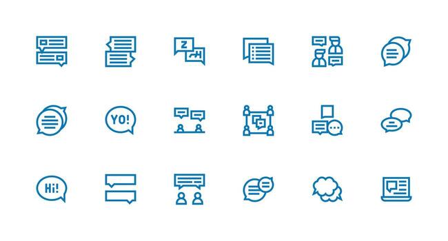 Strong Stroke Line Icons from Online Chat Set with 18 Vectors Balanced Icon Set for Functional Design