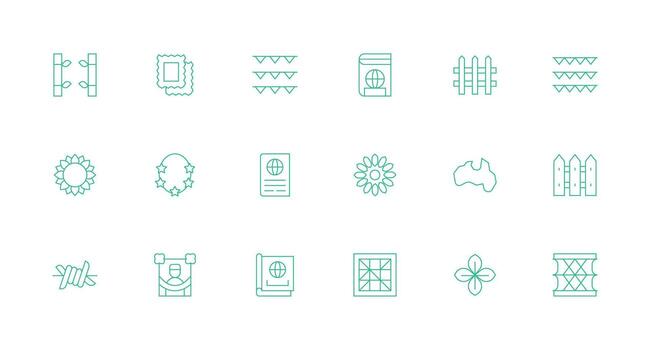 Border Icon Set with 18 Minimal Line Graphics Icon Set vector