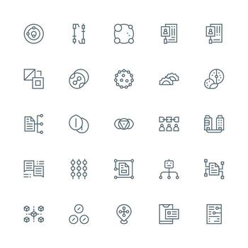 25 Medium Stroke Outline Icons for Linked Graphics UI Icon Set vector