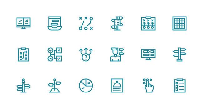18 Choices Icons in Strong Stroke Line Aesthetic Sharp Icons for Presentations vector