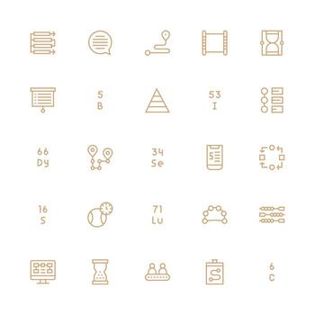 Medium Stroke Outline Icons from Sequence Set with 25 Vectors Icon Pack for UI