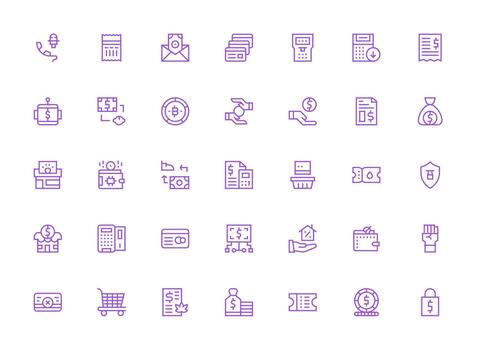Regular Clean Line Icons from Payment Set with 35 Vectors Digital Icon Collection