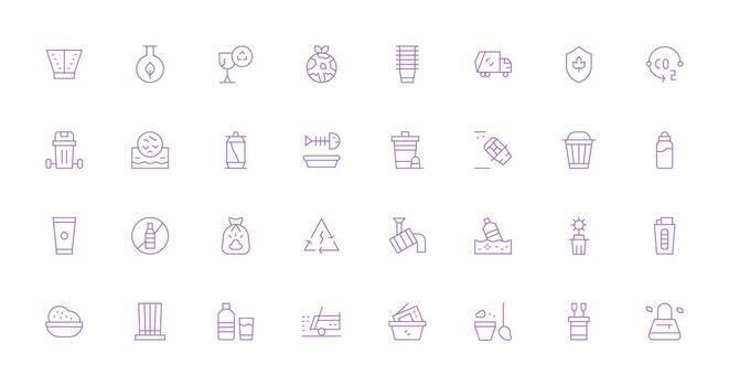 Thin Line Icons from Recycling Set with 32 Vectors Complete Icon Set for Mobile Apps