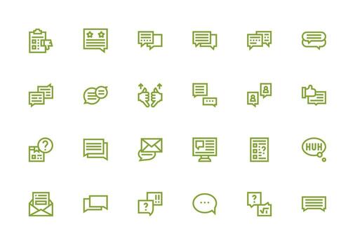 24 realimentación formar íconos en grueso línea línea estético agudo íconos para presentaciones vector