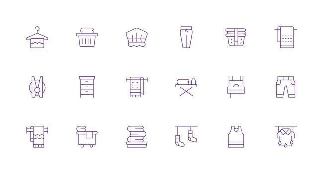 18 Icons for Linen in Minimal Line Format All-Purpose Icon Design Pack vector