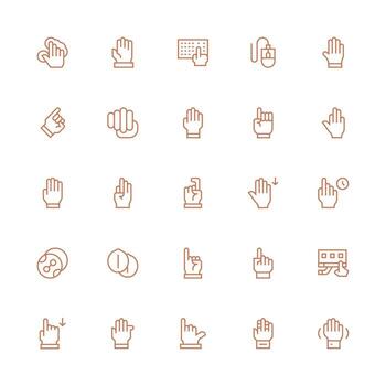 hacer clic icono conjunto con 25 medio carrera contorno gráficos organizado paquete para proyecto bienes vector