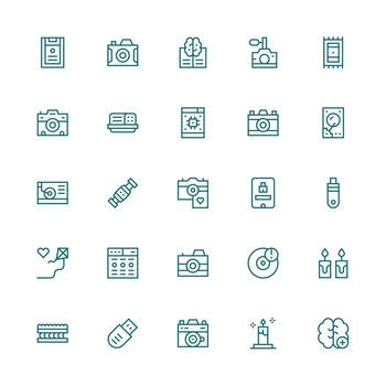 25 íconos para memoria en medio carrera contorno formato profesional icono paquete para desarrollo trabajo vector