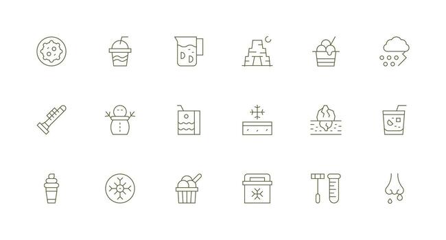 Cold Icon Collection with 18 Minimal Line Designs Simple Icons for Interface and Wireframes vector