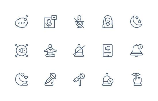 Regular Line Style Quiet Icons with 15 Vectors Interface Icon Collection for Daily Projects