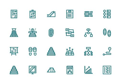 24 íconos para pasos en grueso línea línea formato escalable íconos para todas temas vector