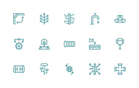 Flow Icon Collection with 15 Regular Line Designs Line Icon Collection vector