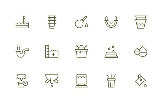 Regular Line Style Overflow Icons with 15 Vectors Organized Pack for Project Assets