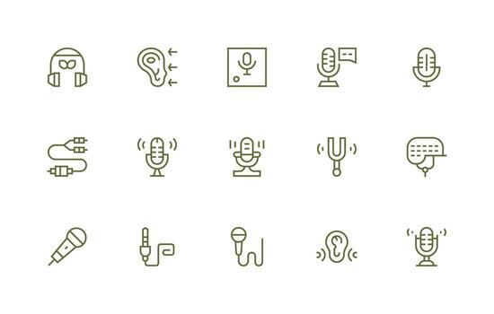 15 Regular Line Style Icons from Audio Input Collection Lightweight Icon Series vector