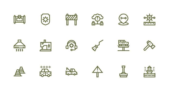 fuerte carrera línea íconos desde mantenimiento conjunto con 18 vectores reutilizable icono conjunto