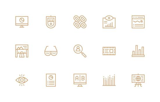 15 Regular Line Style Icons from Data Visualization Collection Lightweight Icon Series vector