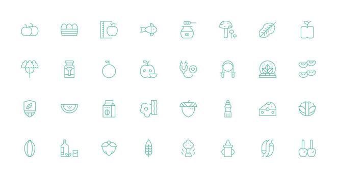 Healthy Design Icons featuring 32 in Thin Line Style Fully Editable Icon Set for Web vector