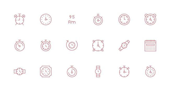 Timekeeping featuring 18 Icons in Minimal Line Design Pixel Perfect Icons for Modern Apps vector