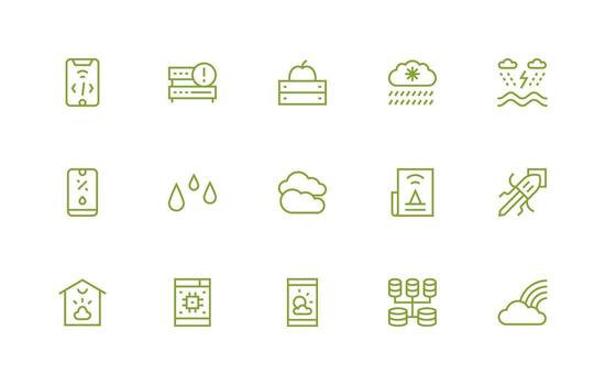 Cloud Design Icons featuring 15 in Regular Line Style Basic Icon Series vector