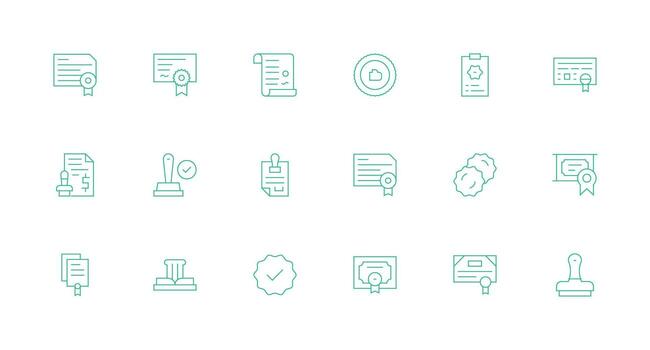 Stamp Visual Pack containing 18 Minimal Line Icons Icons Built for Visual Consistency Pack vector