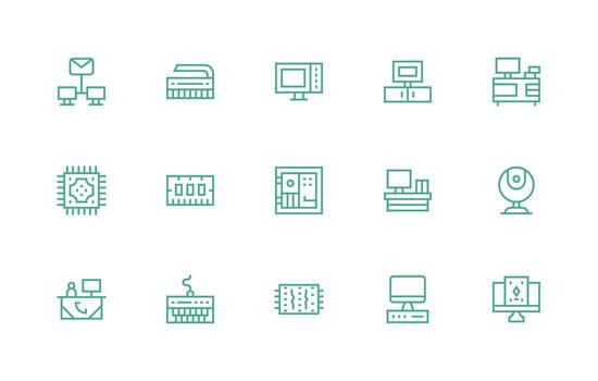 15 Icons for Pc in Regular Line Format Organized Icon Pack for Quick Access vector