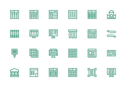 24 grueso línea línea íconos para columnas gráficos multi-estilo íconos para creativo proyectos vector