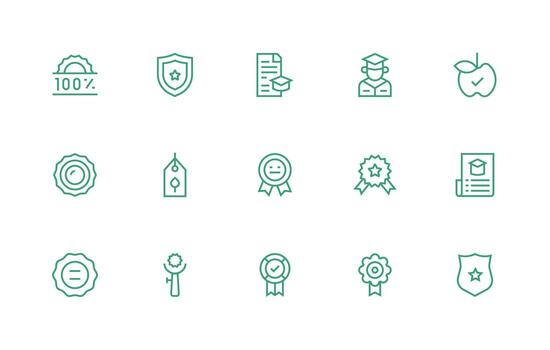 15 Regular Line Vectors for Certification Theme Essential Icon Collection