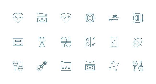 18 Minimal Line Icons for Rhythm Graphics Scalable Icons for All Themes vector