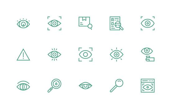Inspect Visual Pack containing 15 Regular Line Icons User Interface Icons for Digital Products vector