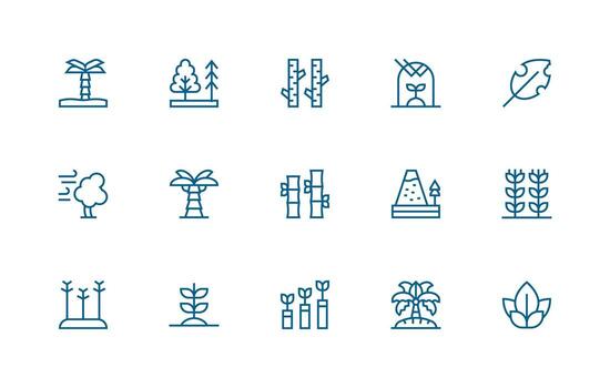 15 íconos para vegetación en regular línea formato ui icono conjunto vector