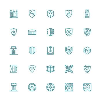25 Icons for Guarded in Medium Stroke Outline Format Neatly Designed Icons for Web Platforms vector