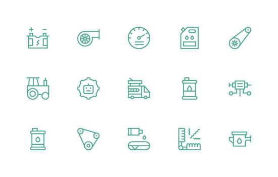 15 Engine Icons in Regular Line Aesthetic UI and UX Focused Icon Collection vector