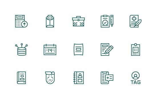 Record featuring 15 Icons in Regular Line Design Essential Icons for Rapid UI Building vector