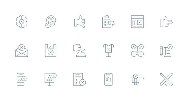 18 Minimal Line Icons for Reject Graphics Digital Icon Collection vector