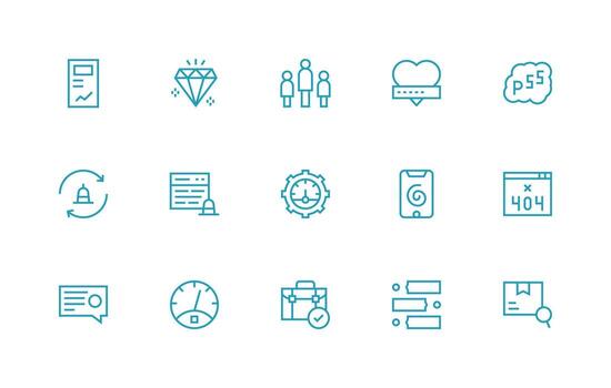 estado diseño íconos presentando 15 en regular línea estilo línea icono colección vector