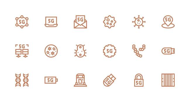Cellular Design Icons featuring 18 in Strong Stroke Line Style Multi-Purpose Icon Set vector