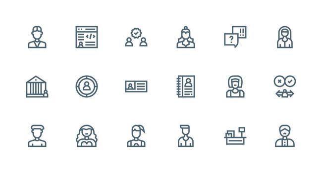 Customer Icon Set with 18 Strong Stroke Line Graphics App Icon Pack vector