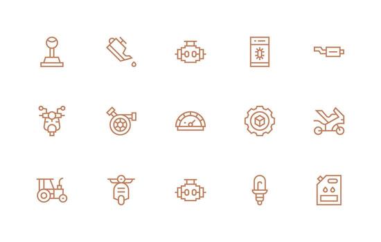 Engine featuring 15 Icons in Regular Line Design Pixel Perfect Icons for Modern Apps vector