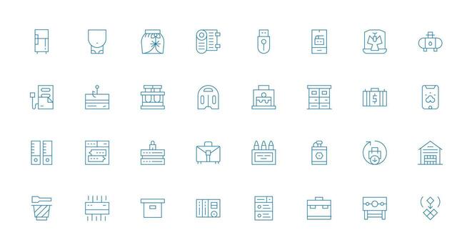 32 Thin Line Icons for Storage Graphics Simple Icons for Interface and Wireframes vector
