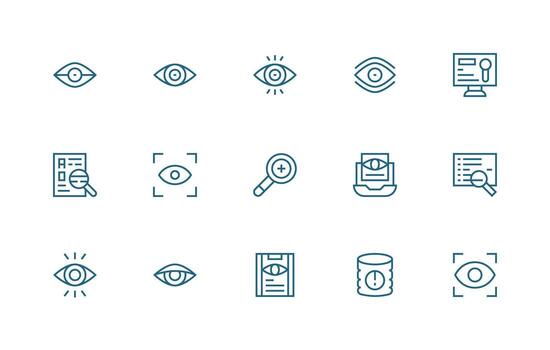 Inspect Visual Pack containing 15 Regular Line Icons Reusable Icon Set vector