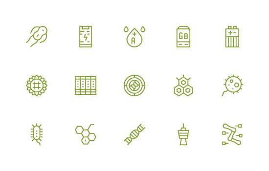 Cell Icon Collection with 15 Regular Line Designs Simple Icons for Interface and Wireframes vector