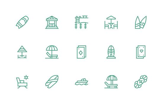 Deck Set with 15 Regular Line Icons Multi-Style Icons for Creative Projects vector