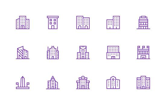 Regular Line Icons from Modern Architecture Set with 15 Vectors Multi-Style Icons for Creative Projects