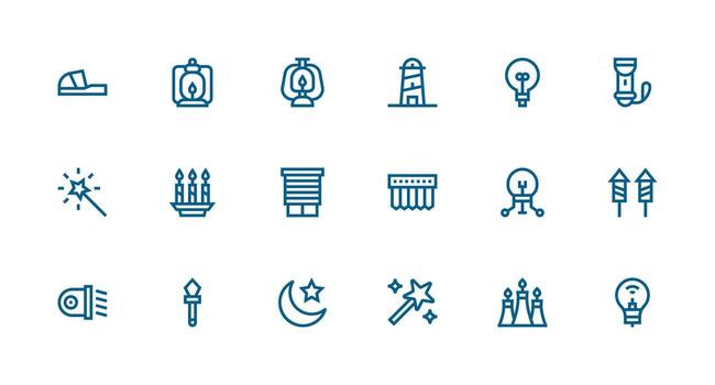 Strong Stroke Line Style Light Icons with 18 Vectors Sharp Icons for Presentations