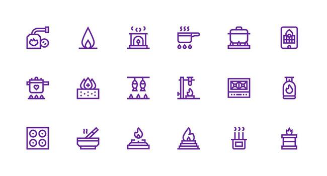 Burner featuring 18 Icons in Strong Stroke Line Design Icons Built for Visual Consistency Pack vector