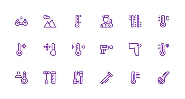 Thermometer Icon Set with 18 Strong Stroke Line Graphics Pixel Perfect Icons for Modern Apps vector