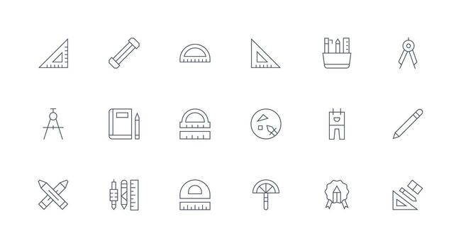 18 Minimal Line Style Icons from Drafting Collection Interface Icon Collection for Daily Projects vector