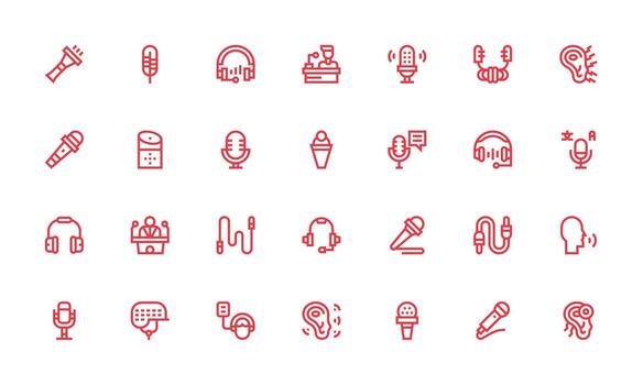 28 Icons for Microphone in Bold Line Format Neutral Style Icons for Any Project vector