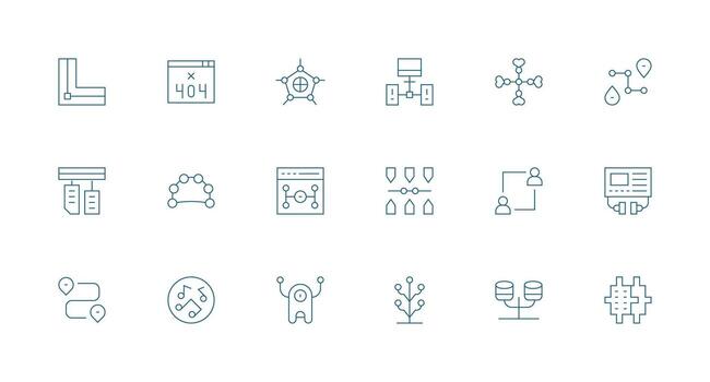 Link Design Icons featuring 18 in Minimal Line Style Versatile Icon Collection for Designers vector