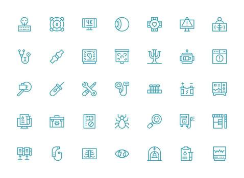 35 Regular Clean Line Style Icons from Diagnostic Collection Scalable Icons for All Themes vector